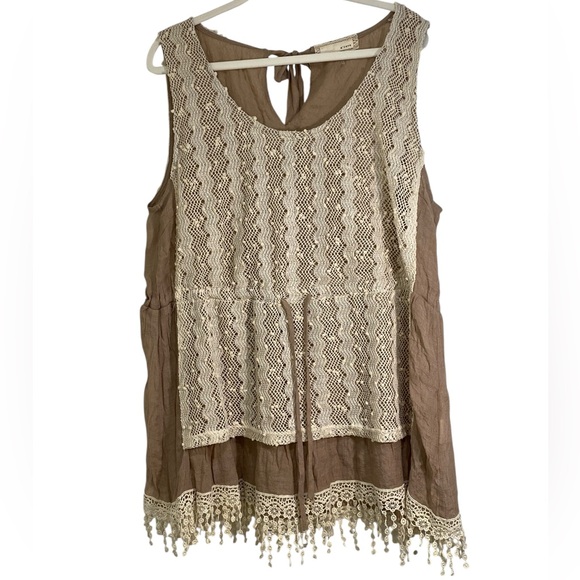 A'Reve Tops - a’reve Sleeveless Lace and Crochet Tunic